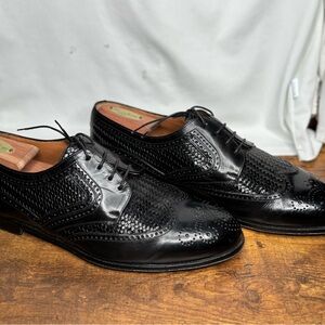 Mezlan Black Textured Leather Oxfords
